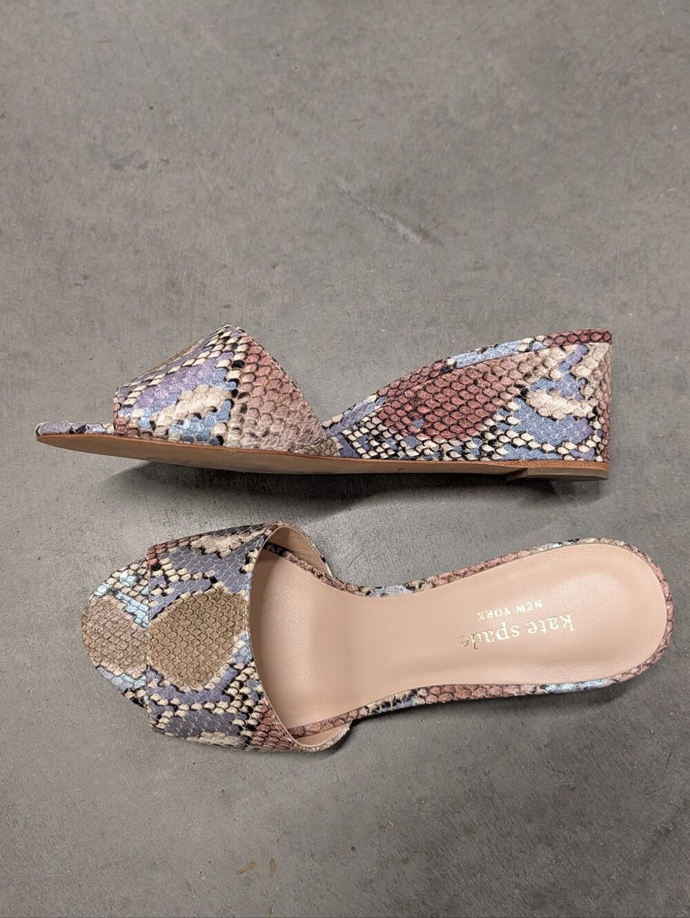 KATE SPADE willow snake print wedge heel slides 7